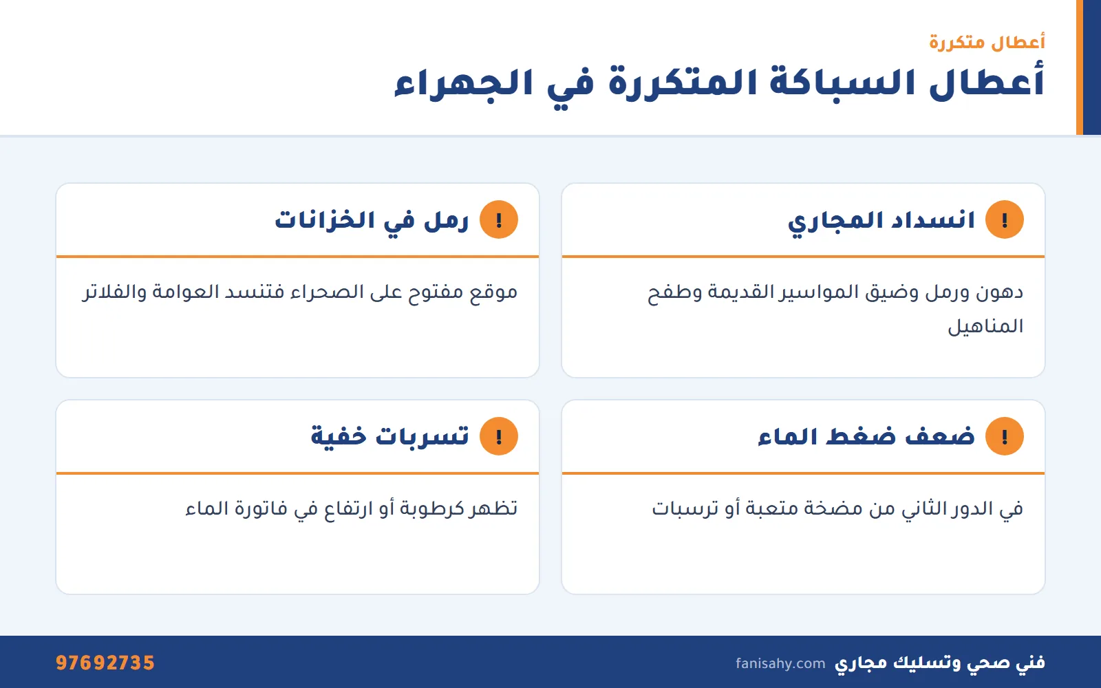 أعطال السباكة المتكررة في بيوت الجهراء التي يعالجها سباك صحي الجهراء