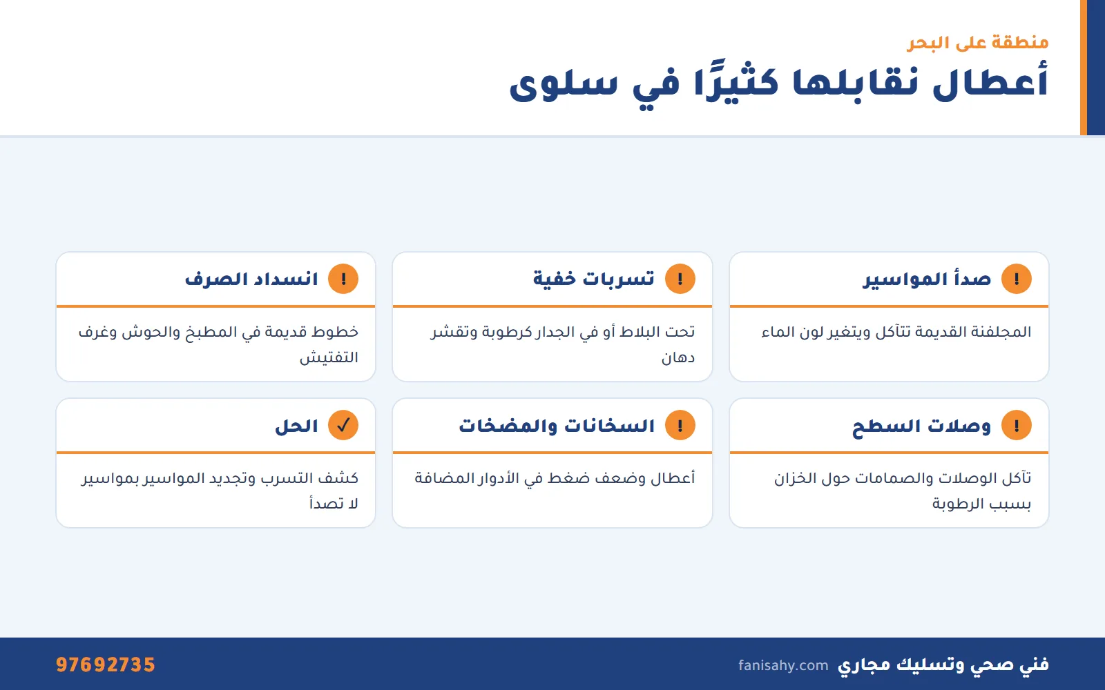 أعطال السباكة الشائعة في بيوت سلوى التي يعالجها سباك صحي سلوى