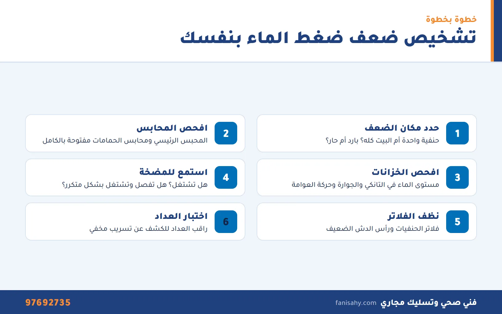 ضعف ضغط الماء في البيت: الأسباب وطريقة التشخيص والحل 3 خطوات تشخيص ضعف ضغط الماء في البيت قبل الاتصال بالفني