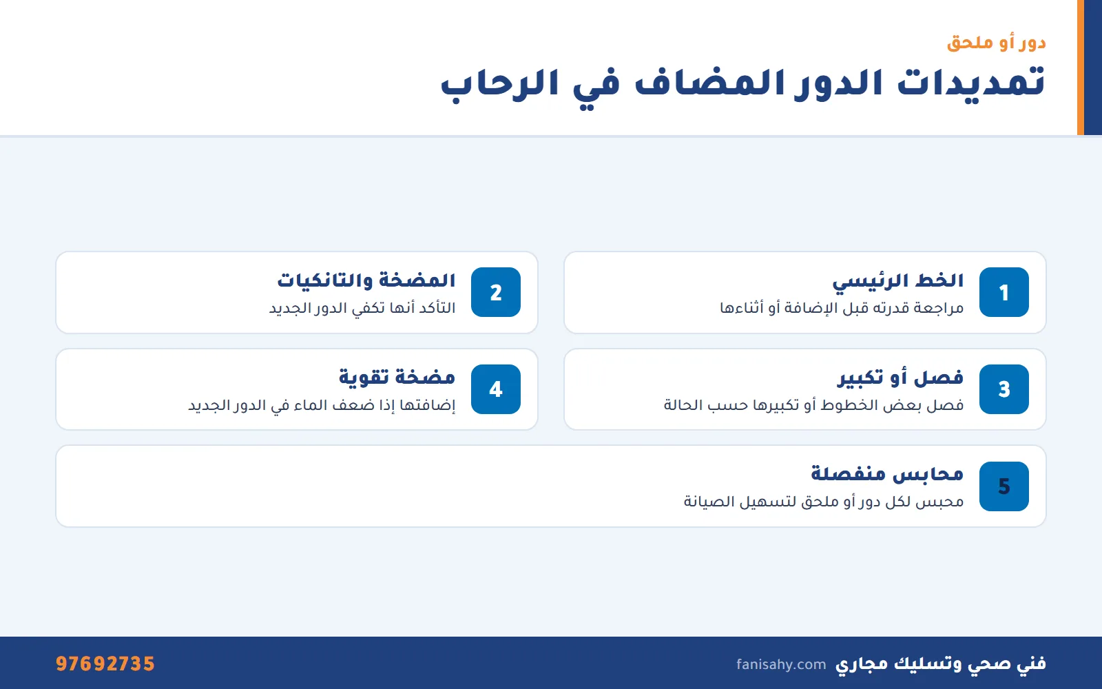 خطوات تجديد التمديدات عند إضافة دور أو ملحق في بيوت الرحاب مع فني صحي الرحاب