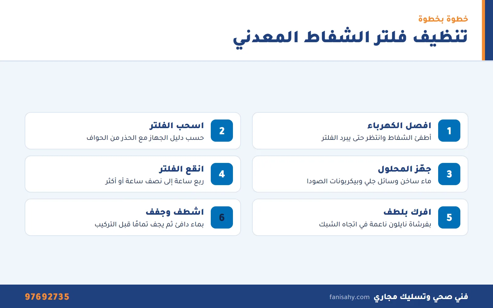 تنظيف شفاط المطبخ: الفلاتر والمروحة والدكت وخطوات التنظيف الآمن 3 خطوات تنظيف فلتر الشفاط المعدني من الدهون ضمن تنظيف شفاط المطبخ