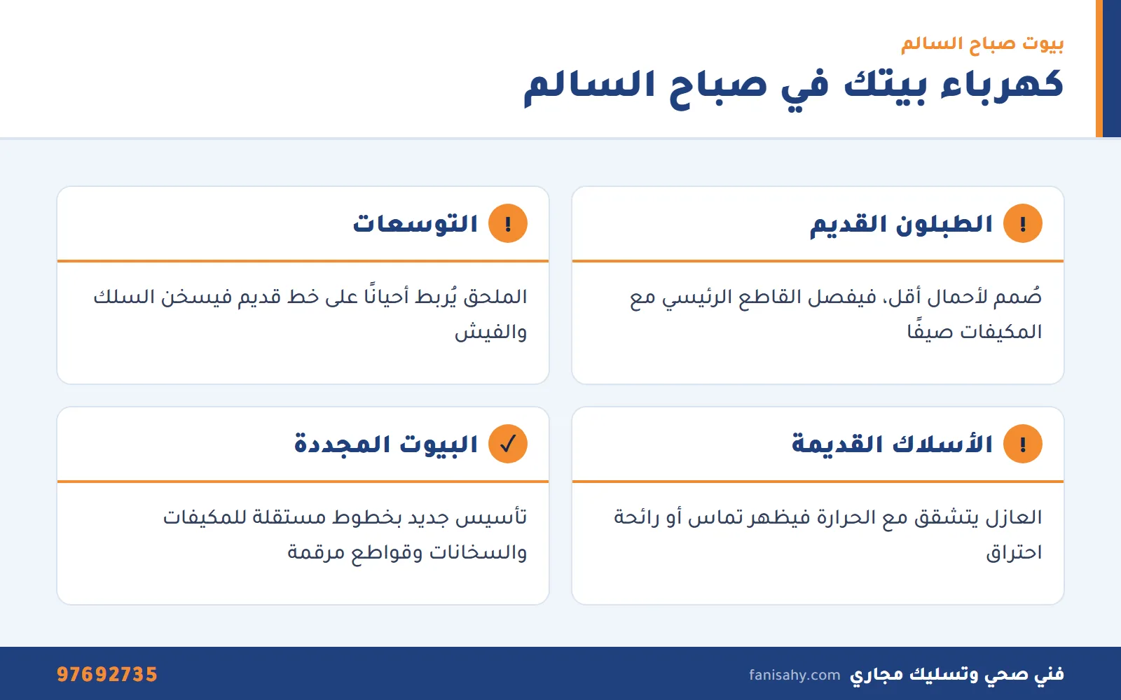 كهربائي صباح السالم: تصليح الأعطال والإنارة في جميع القطع 1 تأثير نوع البيت على الكهرباء كما يشرحه كهربائي صباح السالم